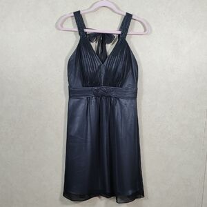 H156 Sangria black chiffon cocktail dress 8P NEW